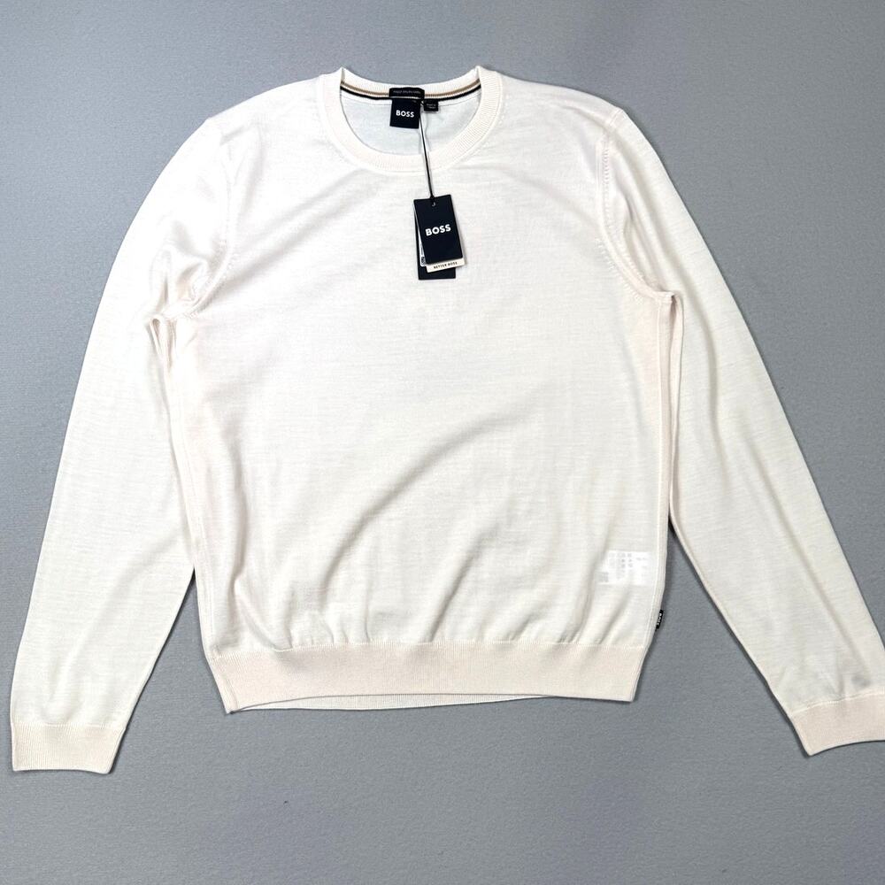Hugo Boss Leno Wool Crewneck Sweater white medium $178